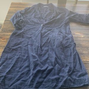 Linen medium navy dress. Made in Italy